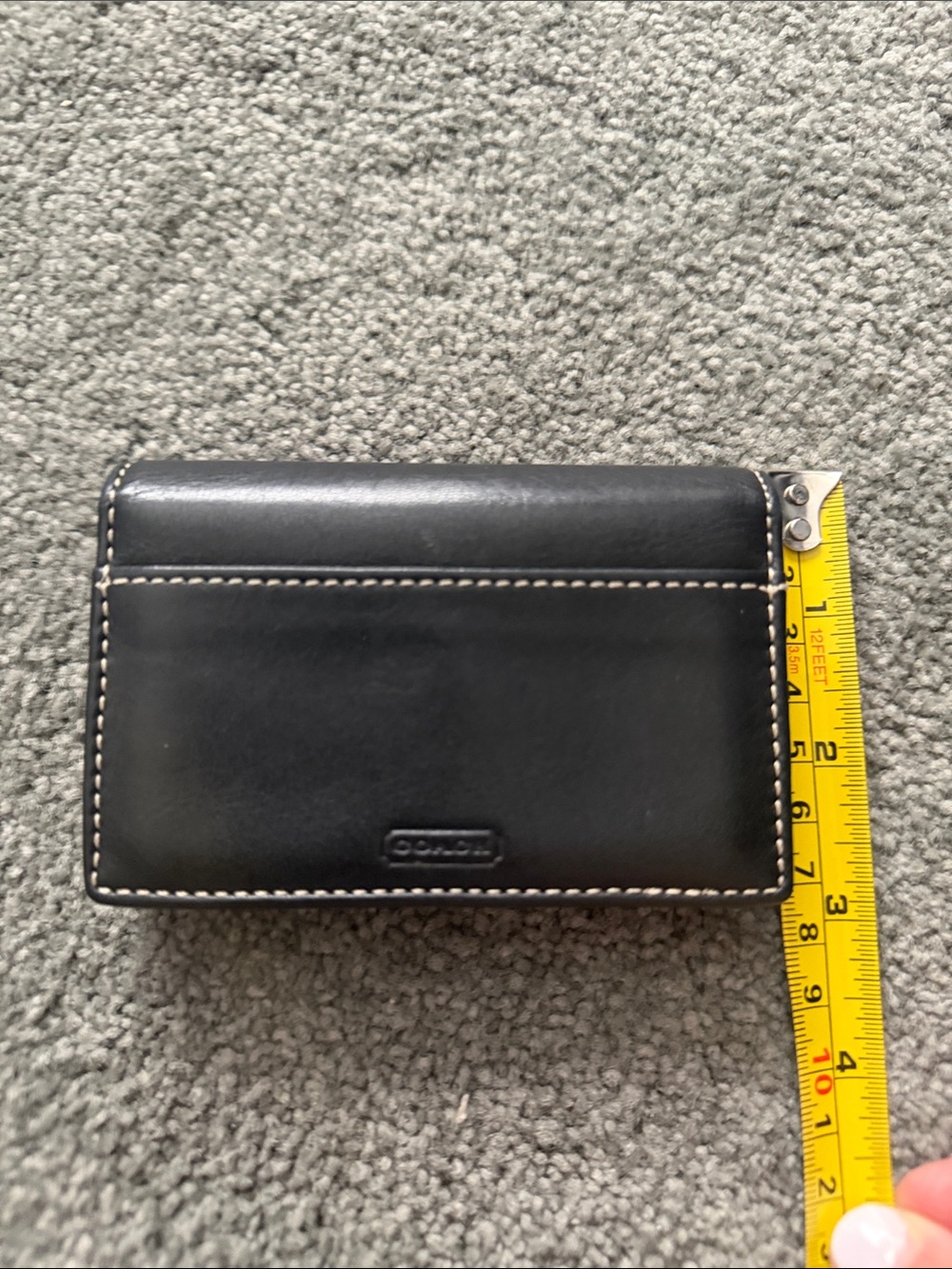 Vintage Coach Black Leather Card Case with White Contrast Stitching - Picture 4 of 6